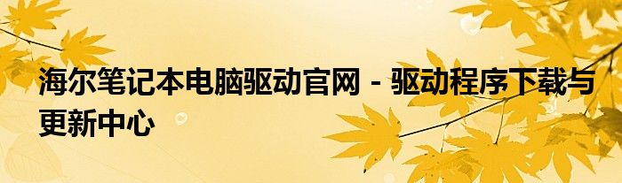 海尔笔记本电脑驱动官网 - 驱动程序下载与更新中心