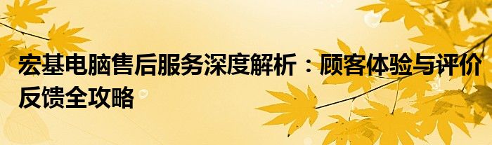 宏基电脑售后服务深度解析：顾客体验与评价反馈全攻略