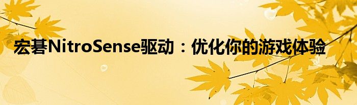 宏碁NitroSense驱动：优化你的游戏体验