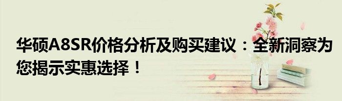 华硕A8SR价格分析及购买建议：全新洞察为您揭示实惠选择！