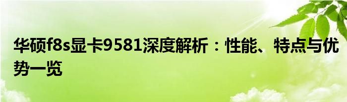 华硕f8s显卡9581深度解析：性能、特点与优势一览