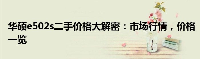 华硕e502s二手价格大解密：市场行情，价格一览