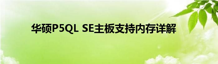 华硕P5QL SE主板支持内存详解