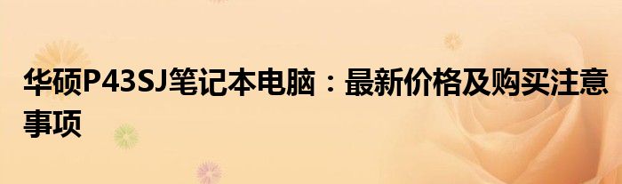 华硕P43SJ笔记本电脑：最新价格及购买注意事项