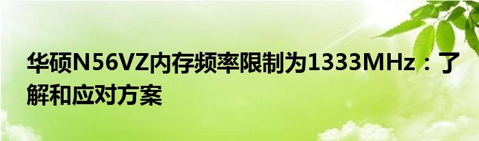 华硕N56VZ内存频率限制为1333MHz：了解和应对方案
