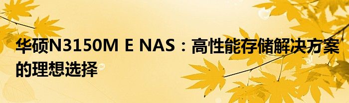 华硕N3150M E NAS：高性能存储解决方案的理想选择