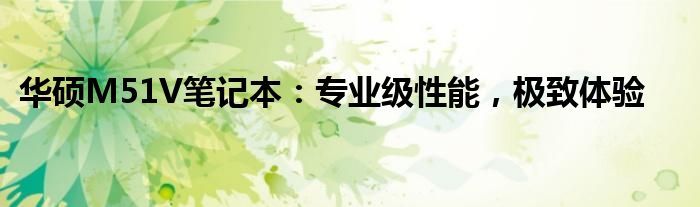 华硕M51V笔记本：专业级性能，极致体验