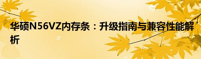华硕N56VZ内存条：升级指南与兼容性能解析