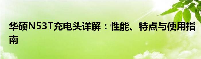 华硕N53T充电头详解：性能、特点与使用指南
