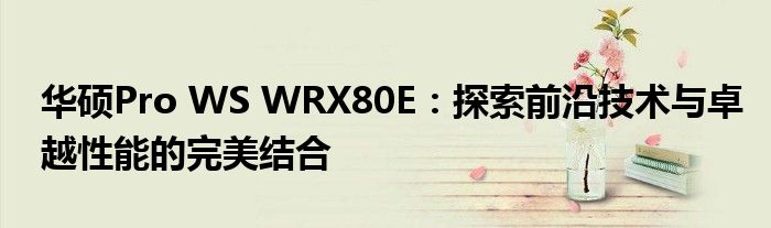 华硕Pro WS WRX80E：探索前沿技术与卓越性能的完美结合