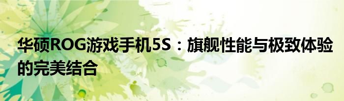 华硕ROG游戏手机5S：旗舰性能与极致体验的完美结合