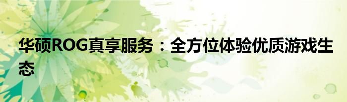 华硕ROG真享服务：全方位体验优质游戏生态