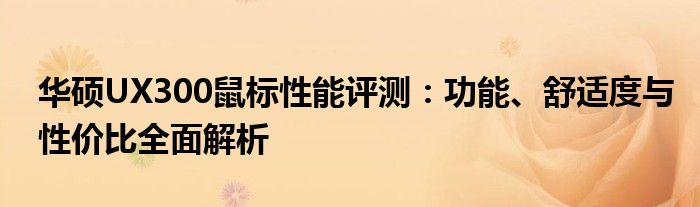 华硕UX300鼠标性能评测：功能、舒适度与性价比全面解析