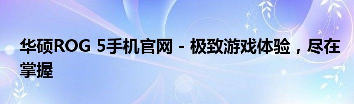 华硕ROG 5手机官网 - 极致游戏体验，尽在掌握