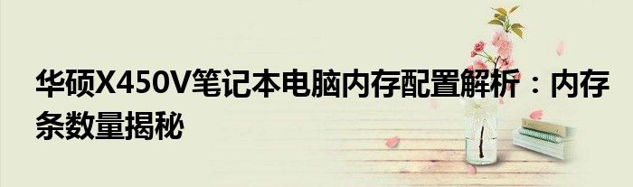 华硕X450V笔记本电脑内存配置解析：内存条数量揭秘