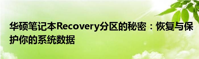 华硕笔记本Recovery分区的秘密：恢复与保护你的系统数据