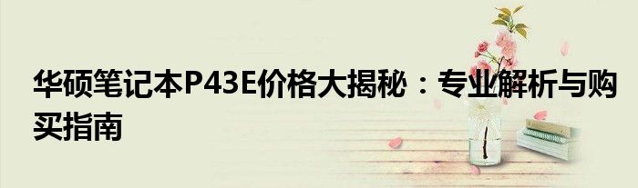 华硕笔记本P43E价格大揭秘：专业解析与购买指南