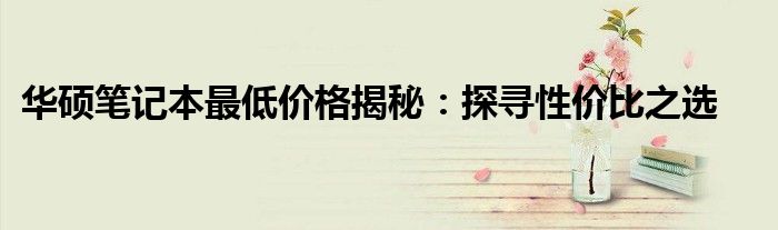 华硕笔记本最低价格揭秘：探寻性价比之选