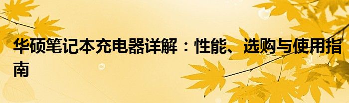 华硕笔记本充电器详解：性能、选购与使用指南