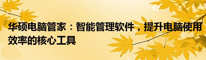 华硕电脑管家：智能管理软件，提升电脑使用效率的核心工具