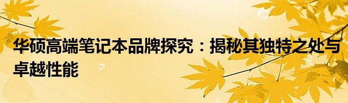 华硕高端笔记本品牌探究：揭秘其独特之处与卓越性能