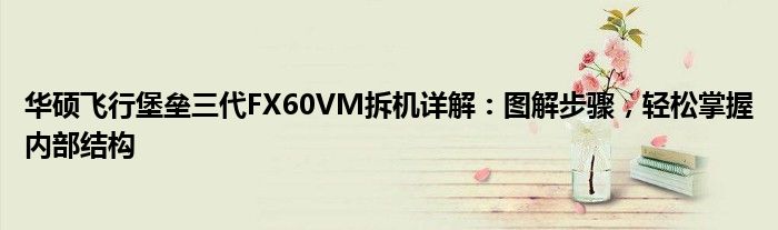 华硕飞行堡垒三代FX60VM拆机详解：图解步骤，轻松掌握内部结构