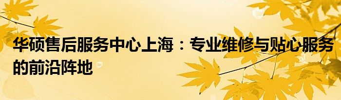 华硕售后服务中心上海：专业维修与贴心服务的前沿阵地