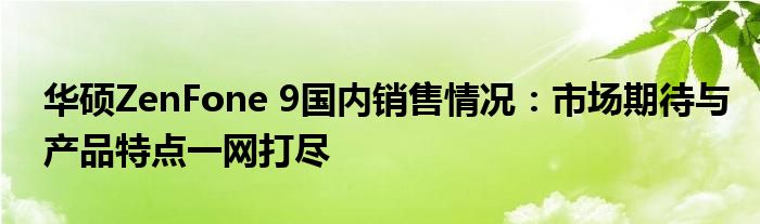 华硕ZenFone 9国内销售情况：市场期待与产品特点一网打尽
