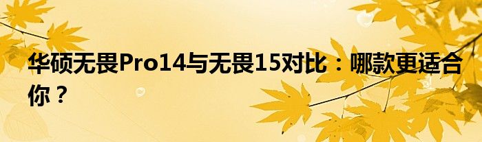 华硕无畏Pro14与无畏15对比：哪款更适合你？
